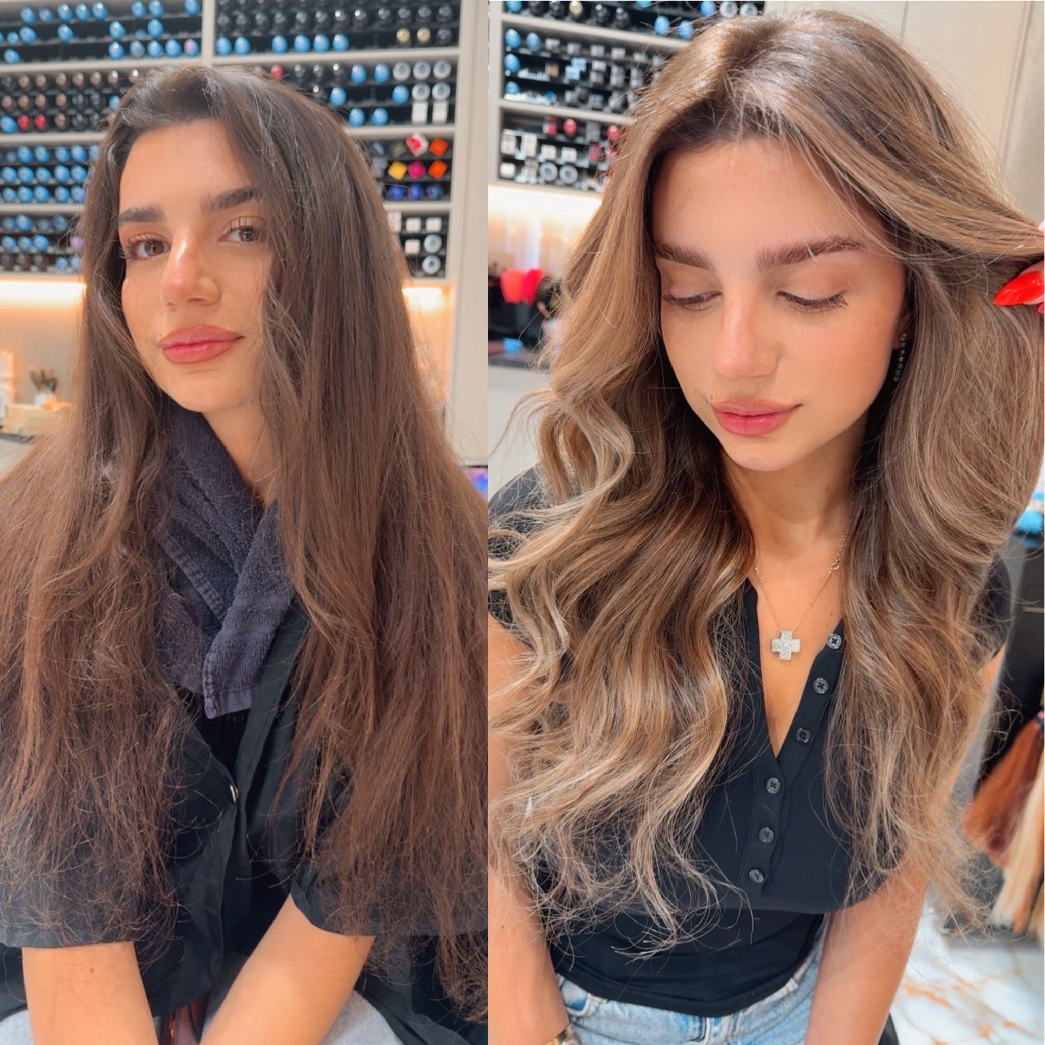 Dimensional brunette hair transformation