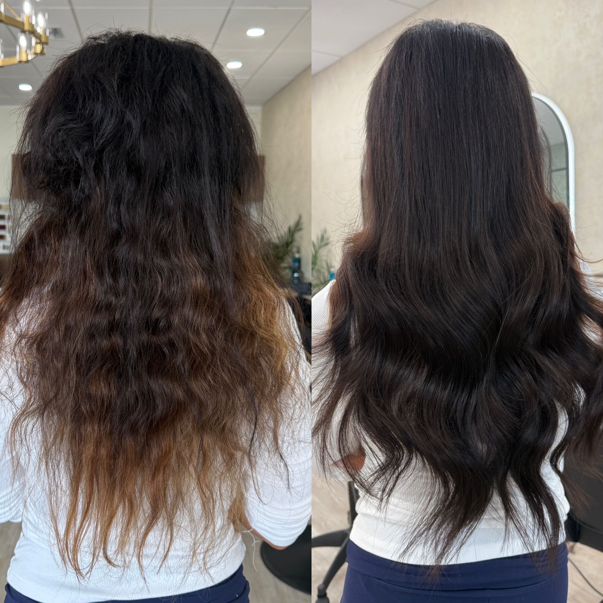 Warm dimensional color hair transformation