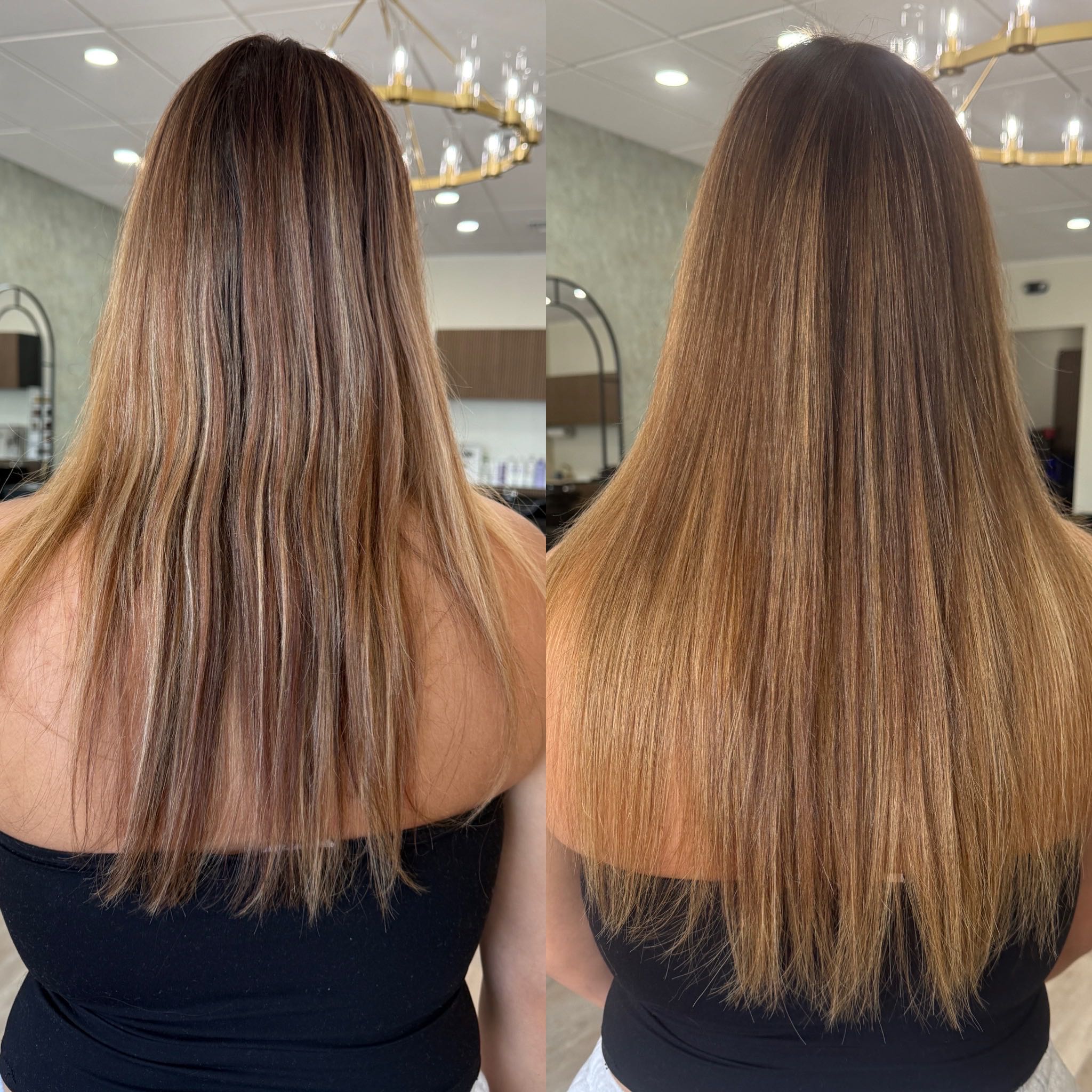 Soft brunette waves hair transformation